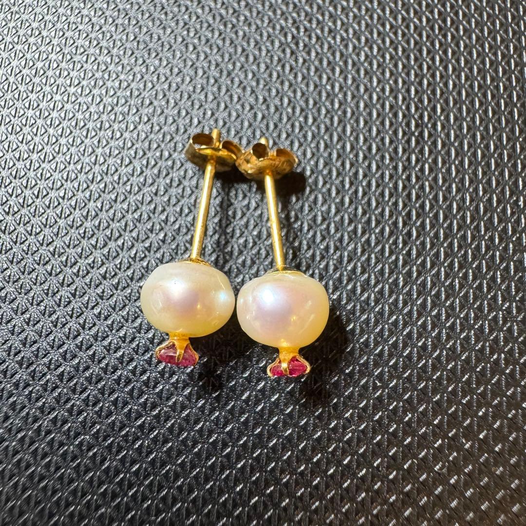 パール ルビー k18 ピアス
