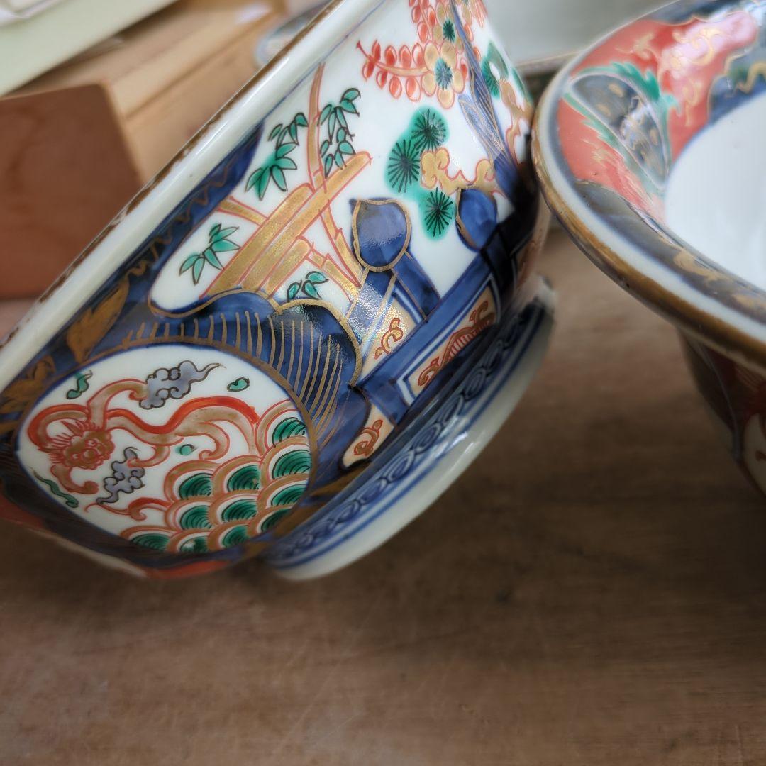 骨董 伊万里 鉢 大中小 ３つ 色絵 染錦 金彩 器 盛り鉢 美品 アンティーク