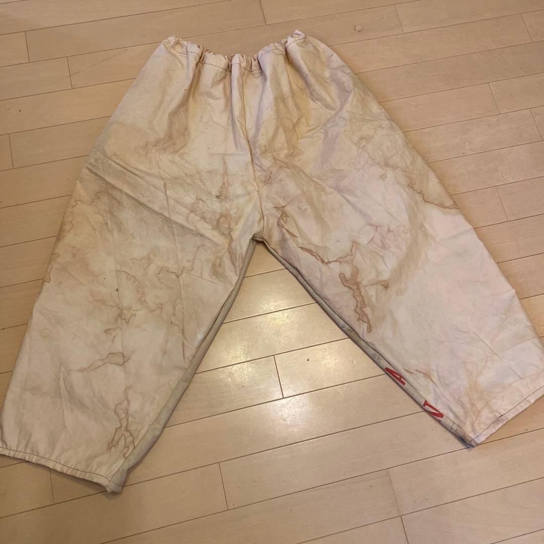 ウ*ん様 もんぺ手作りバルーンパンツ粉袋 繭袋 木綿 襤褸 ボロ 昭和レトロ 柿