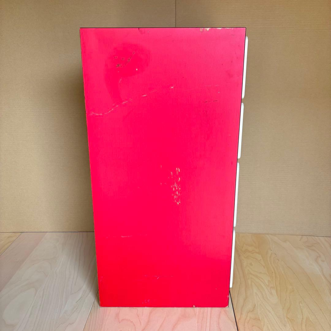 昭和レトロ レトロポップ チェスト 赤 白 整理棚 引き出し4段 タンス 木製