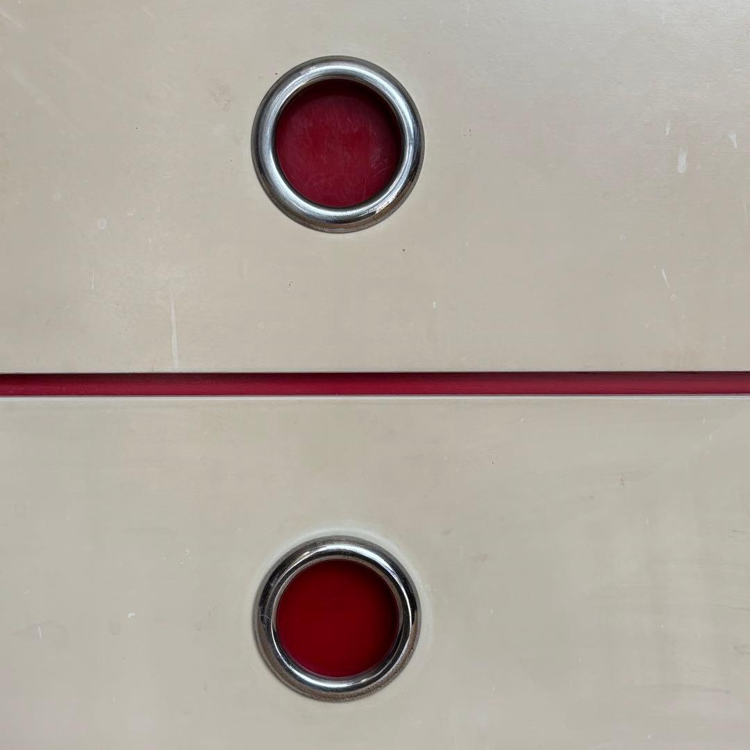 昭和レトロ レトロポップ チェスト 赤 白 整理棚 引き出し4段 タンス 木製