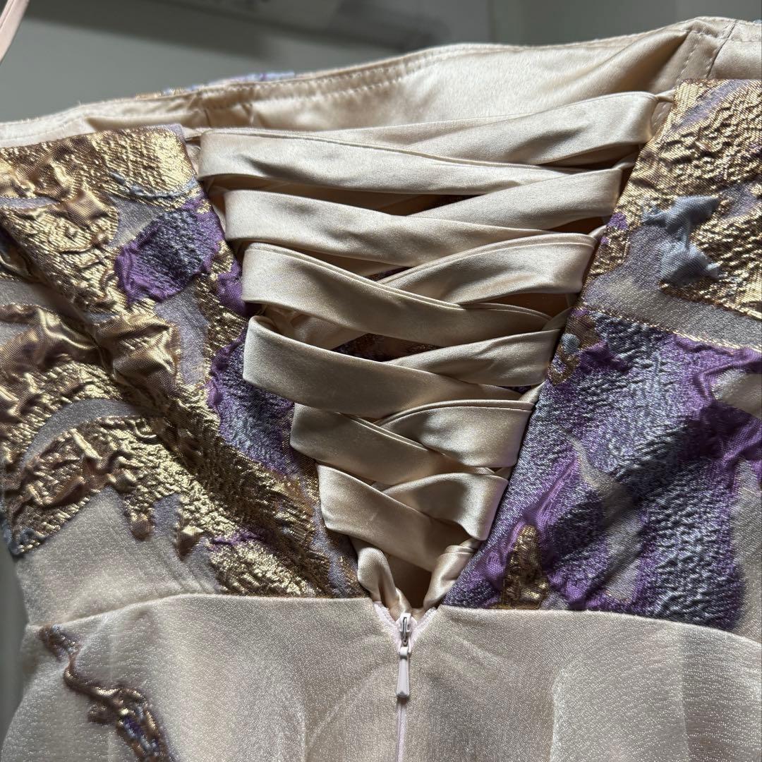 2way 総柄 ジャガード パフスリーブドレス（W299） ドレスプロダクション