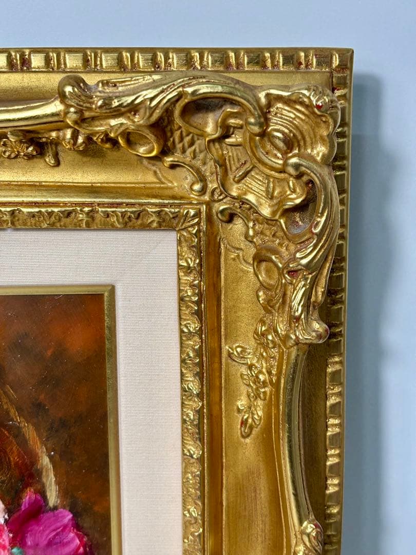 #年代尚美「ばら」油彩画 直筆サイン