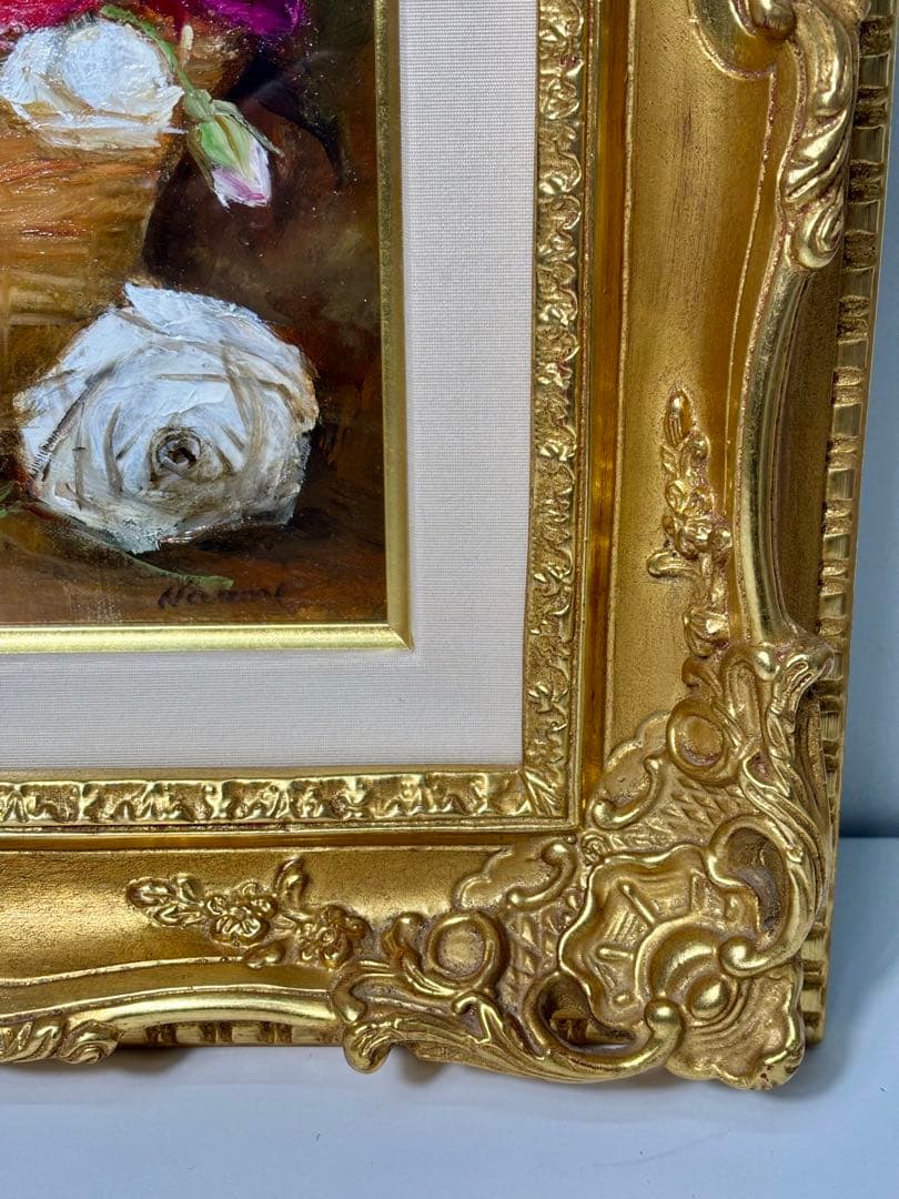 #年代尚美「ばら」油彩画 直筆サイン