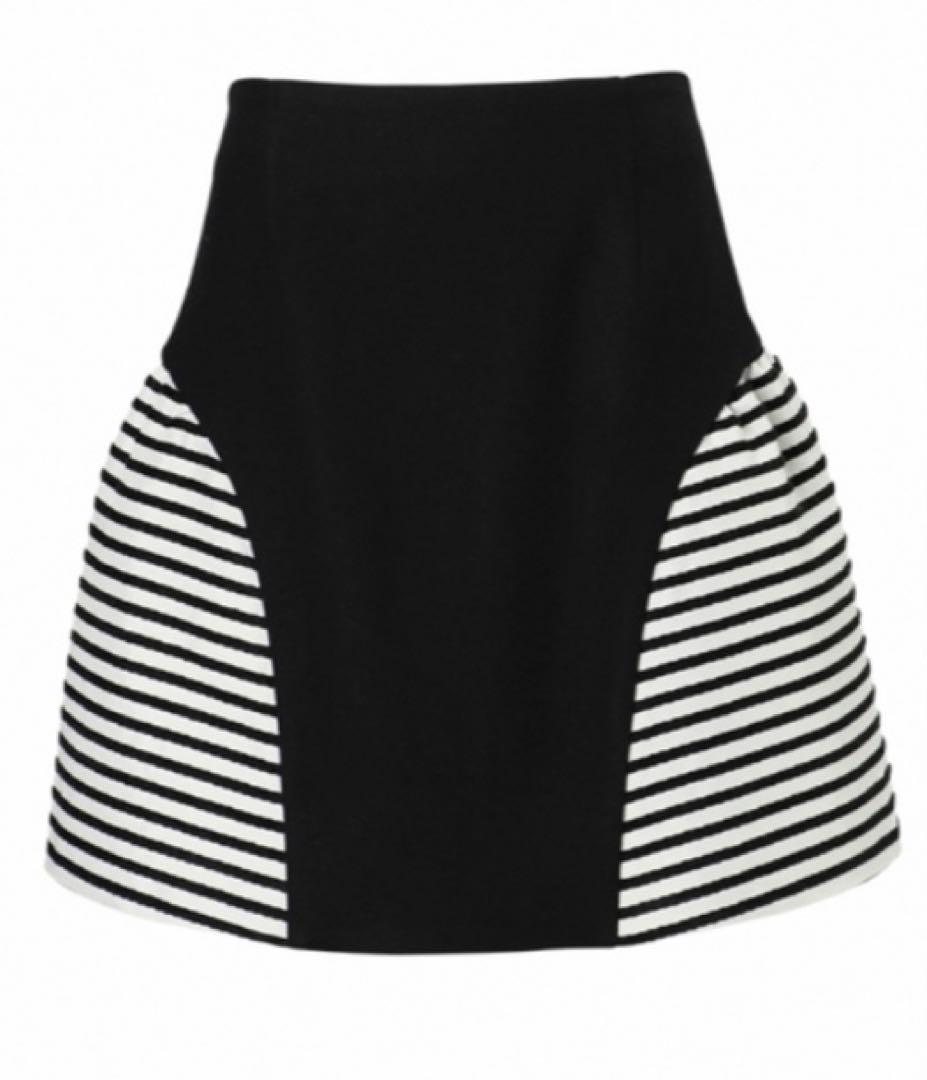 スカート BORDER WOOL SKIRT BLACK 36