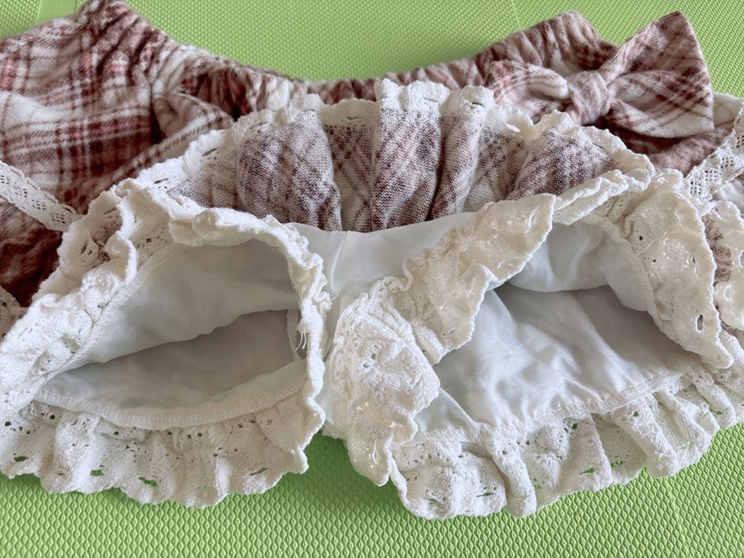 希少 LIZLISA 起毛チェック コットンレースフリルスカパン 姫カジ