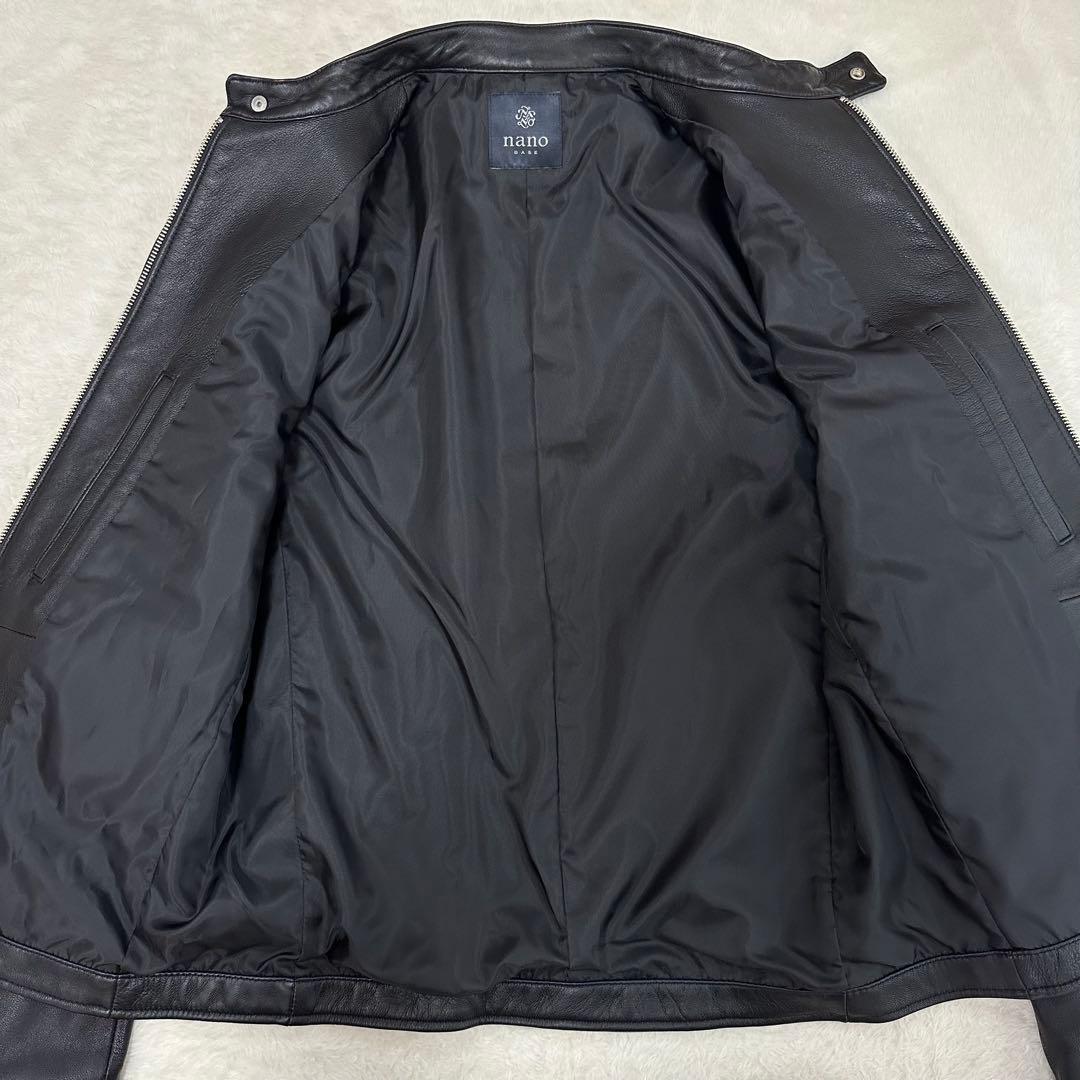 美品✨ナノユニバース　ライダースジャケット　シングル　羊革　レザー　ブラック　L