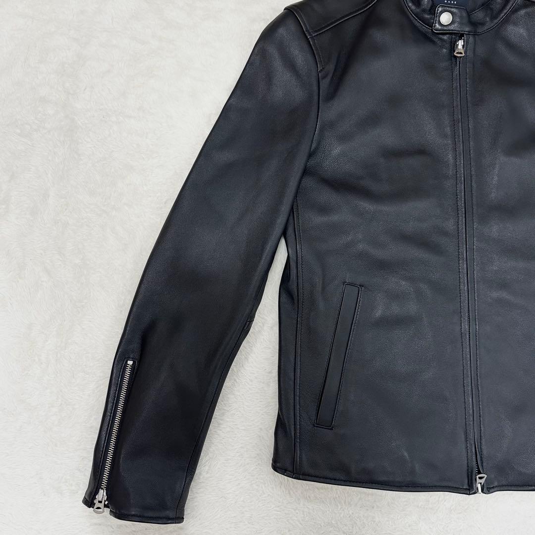 美品✨ナノユニバース　ライダースジャケット　シングル　羊革　レザー　ブラック　L