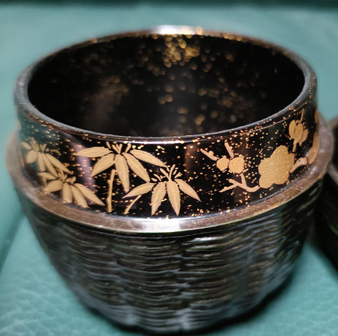 こより編み乾漆技法本金蒔絵棗茶道具 巾着袋付き