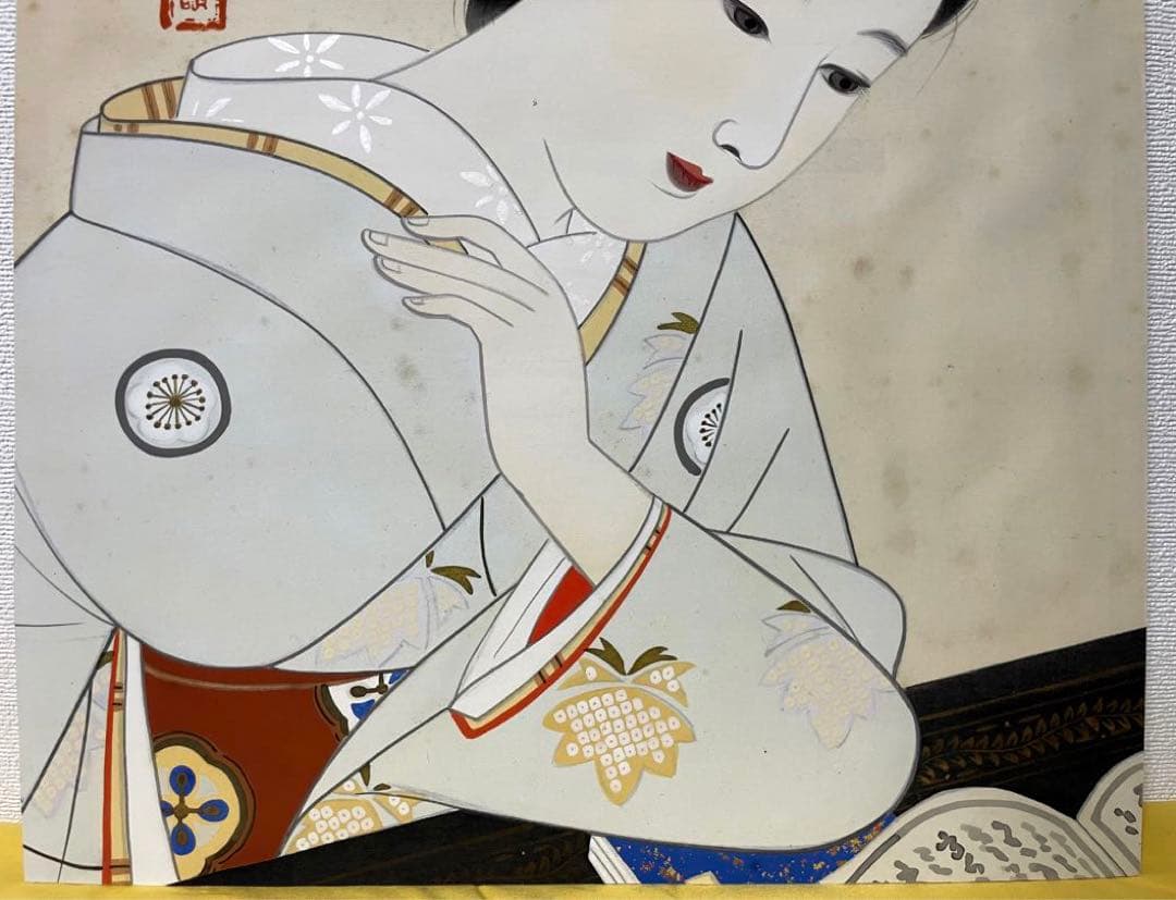 中村貞以 日本画 原画 約F8 絹本 貴重 真作保証 1点もの