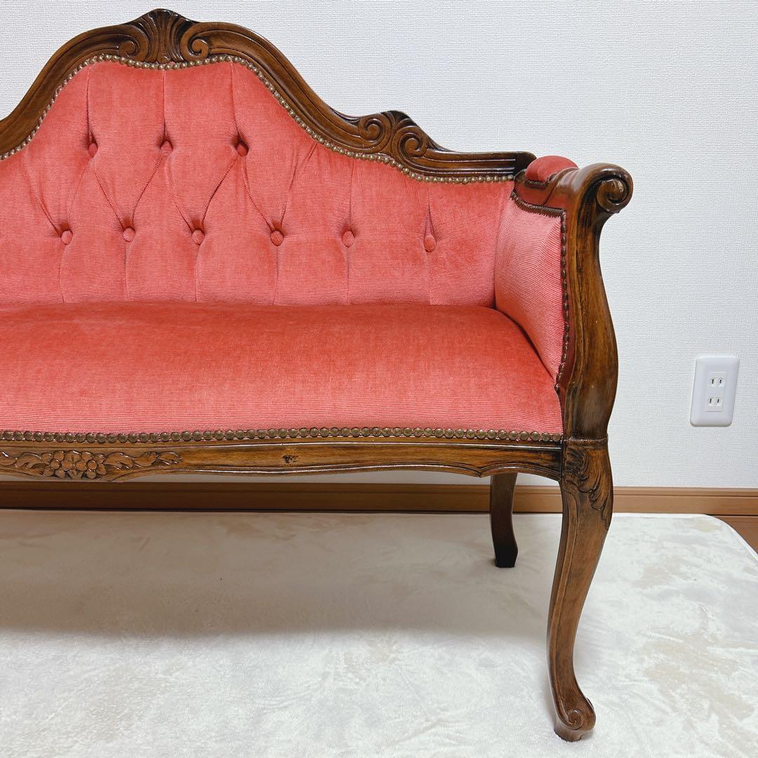 ✦ロココ調✦ 木彫ベルサイユソファー ✦ 2人掛け ラブソファ ✦ ベルベット