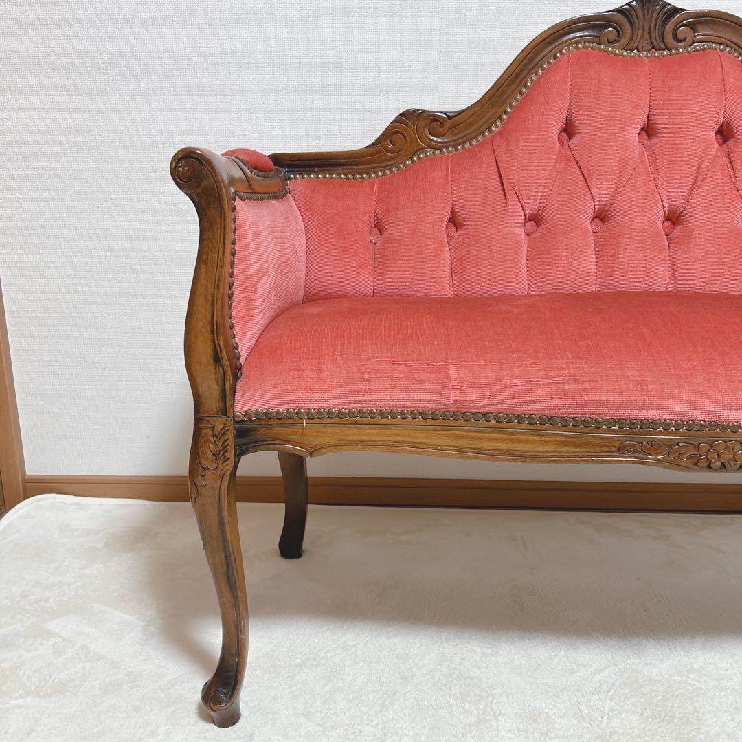 ✦ロココ調✦ 木彫ベルサイユソファー ✦ 2人掛け ラブソファ ✦ ベルベット