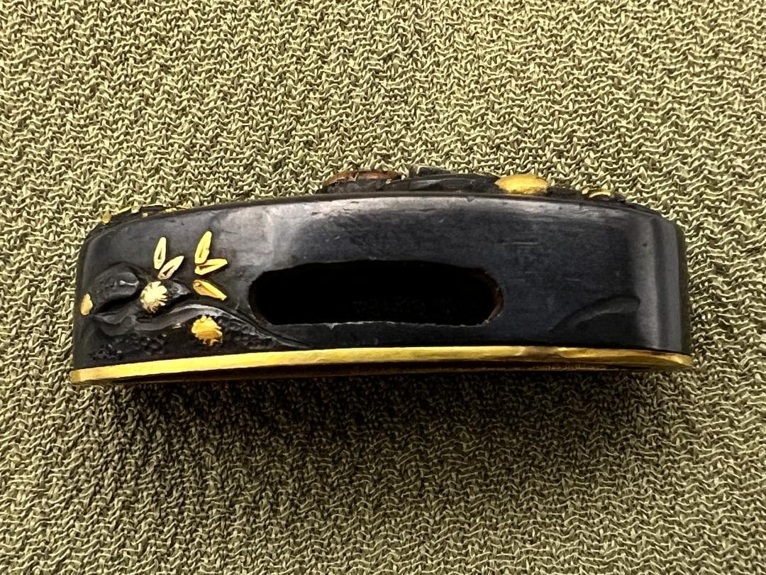 【海】江戸後期屈指名工！浜野矩随！『矩随』在銘 赤銅人物高彫金銀象嵌 縁頭 超絶