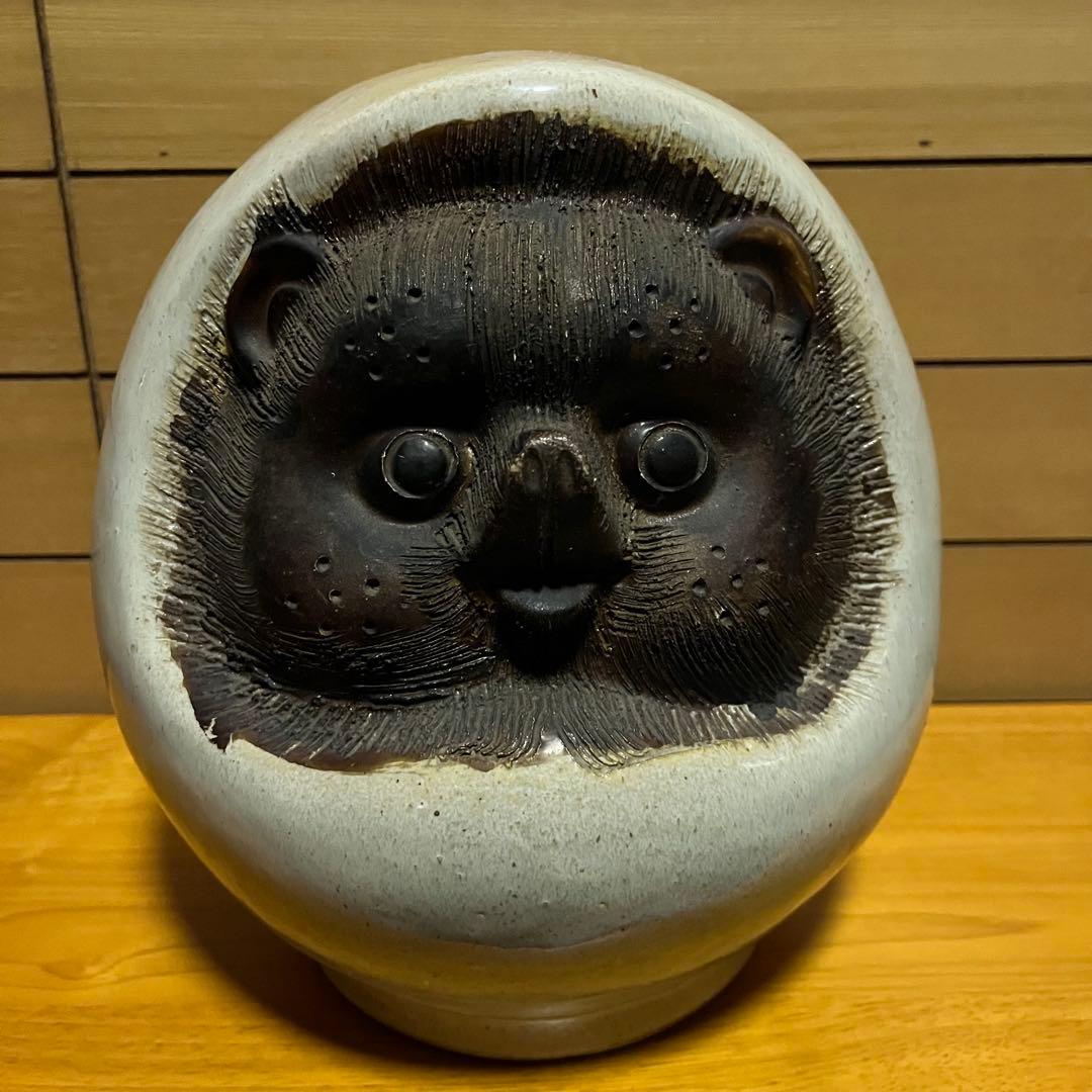 信楽焼　たぬきだるま　紅白2体セット