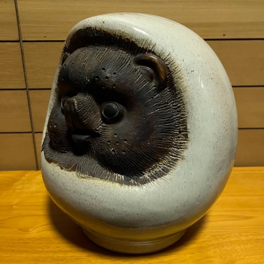 信楽焼　たぬきだるま　紅白2体セット