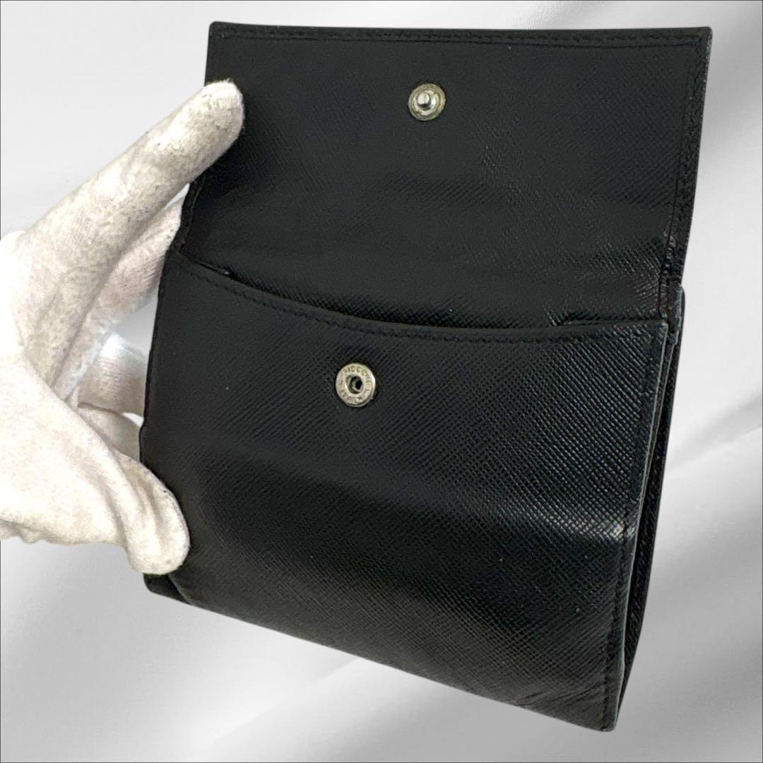 極美品✨PRADA プラダ 三つ折り財布 サフィアーノ ブラック 黒