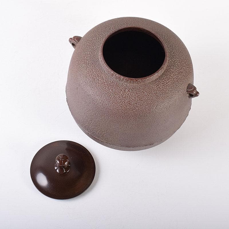 人間国宝　釜師　高橋敬典作　利休好　尻張釜　共布　共箱　M　R7757C