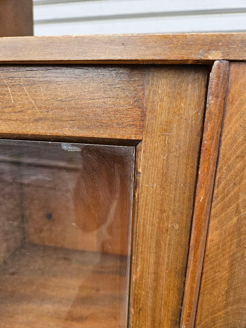 日本のアンティーク 古い木のガラスケース オープンラック 飾り棚 キャビネット