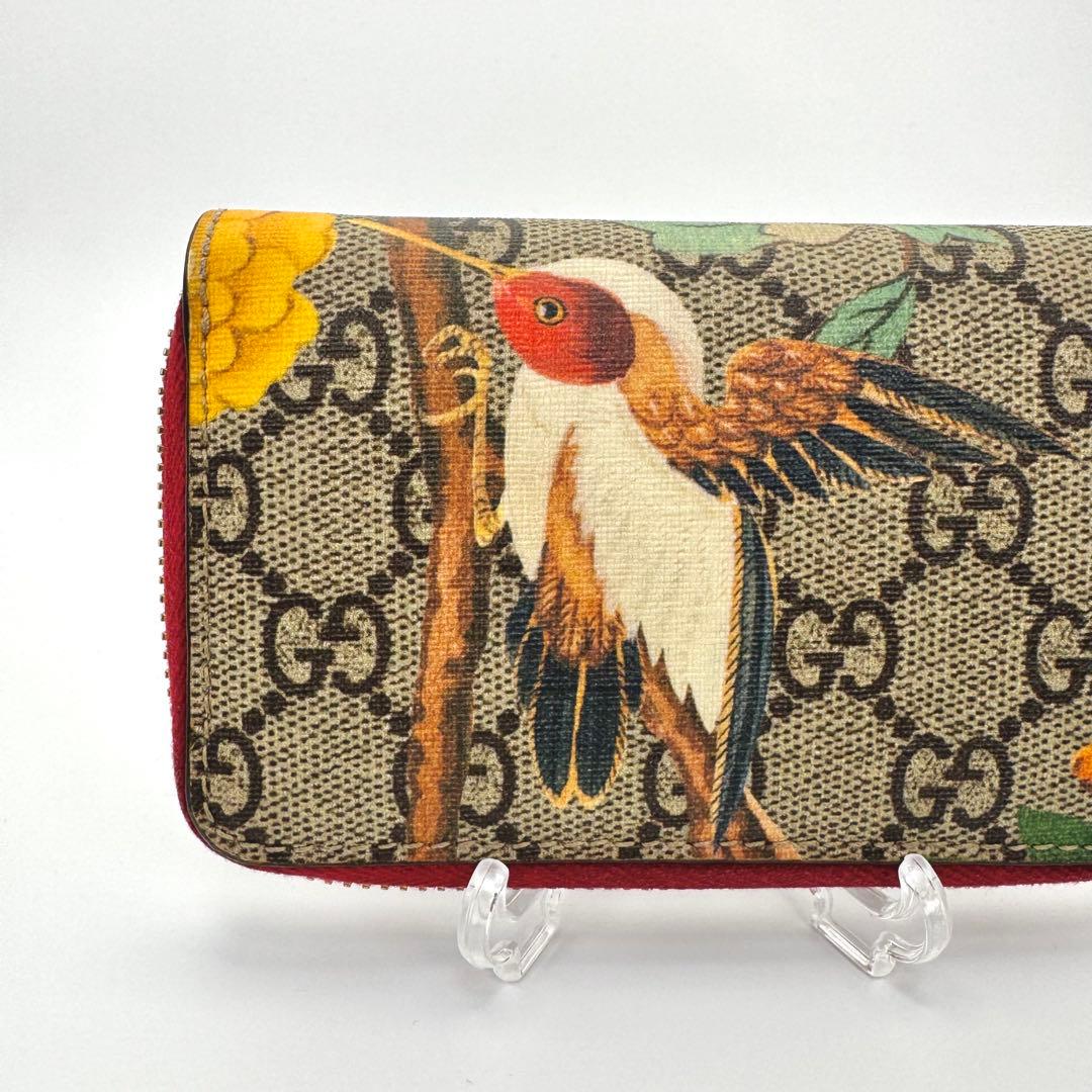 GUCCI - GGスプリーム コンパクトウォレット　ティアン 鳥柄 【美品】