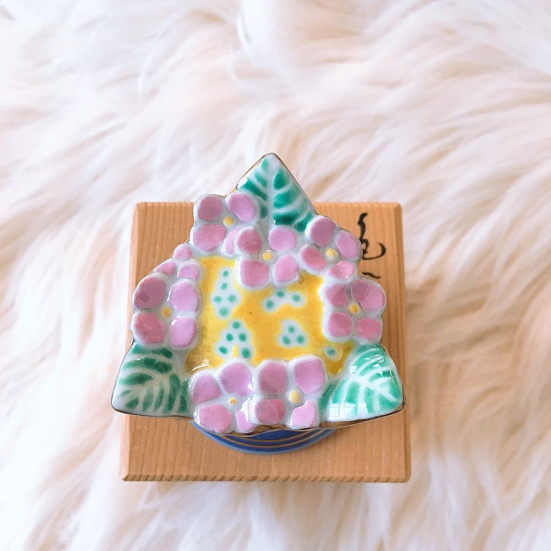 茶道具　蓋置　額アジサイ　高野昭阿弥作