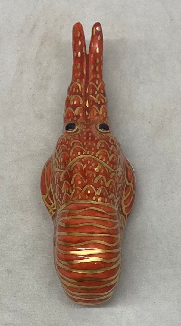 B525s「金襴手海老 香合」高野昭阿弥造　共箱　平安　茶道具　香道具