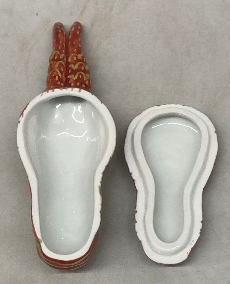 B525s「金襴手海老 香合」高野昭阿弥造　共箱　平安　茶道具　香道具