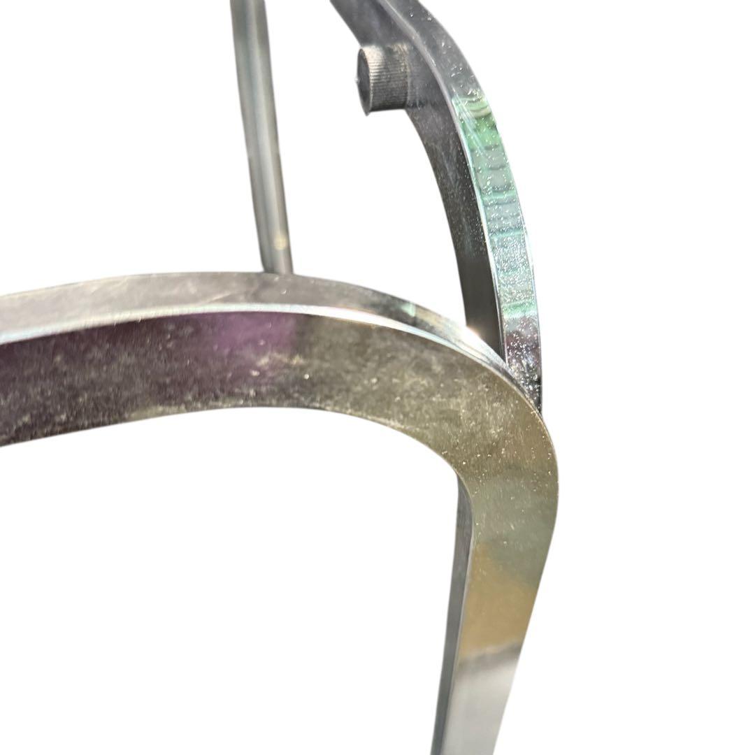 ラリー様　HR810 レトロなガラステーブル　スチール　シルバー