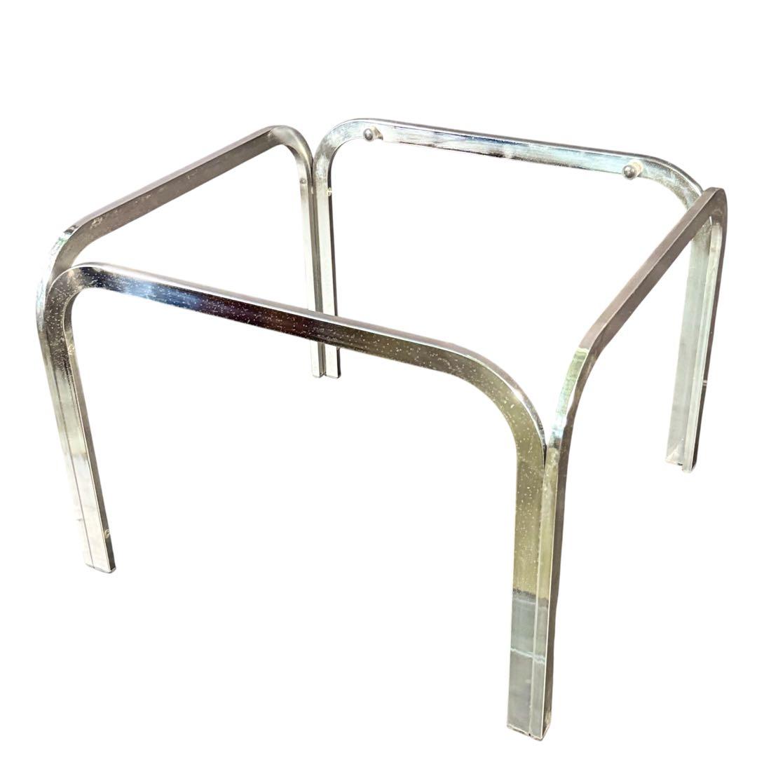 ラリー様　HR810 レトロなガラステーブル　スチール　シルバー