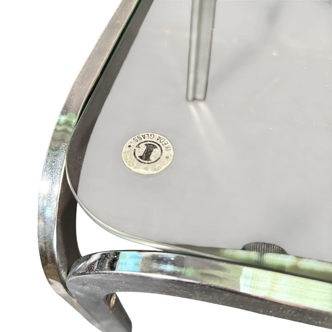 ラリー様　HR810 レトロなガラステーブル　スチール　シルバー