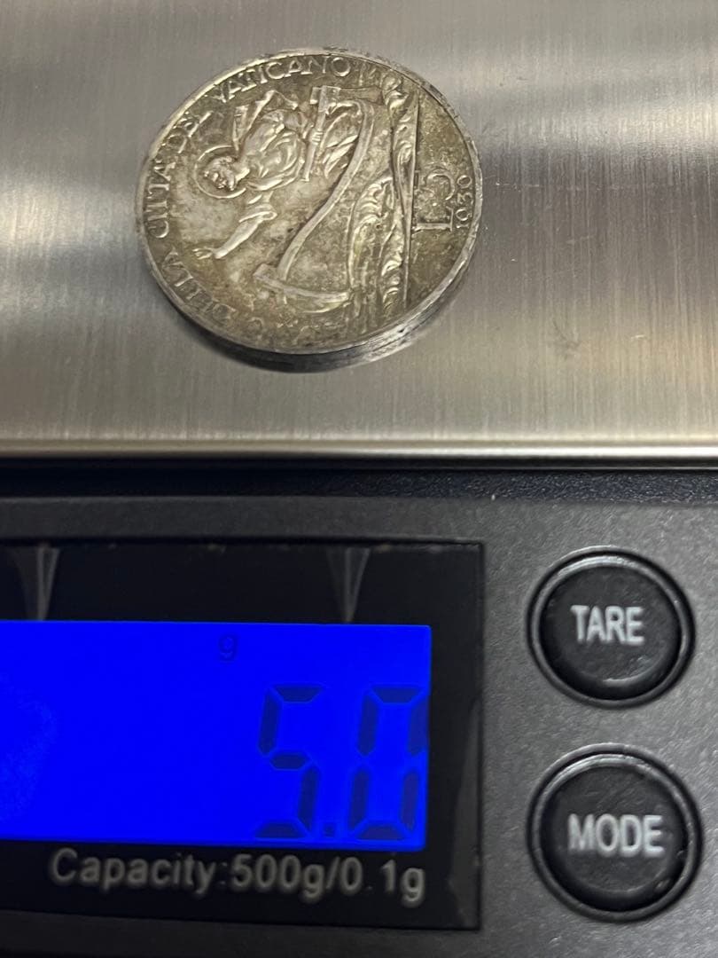 1930年 バチカン 5リラ 銀貨 ピオ6世 フィレンツェ購入 イタリア