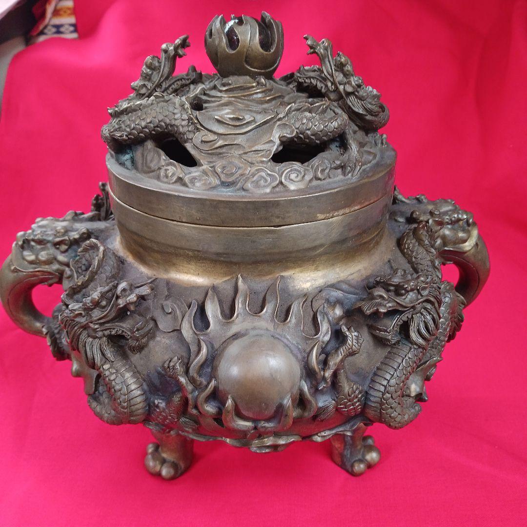 中国 銅薫製香炉 九竜香炉 製品