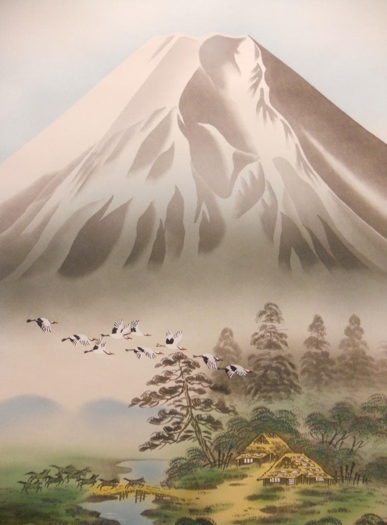 掛け軸 森契雪 『 虎山水 』 絹本 希少 軸装 茶道具 掛軸 美品 です。