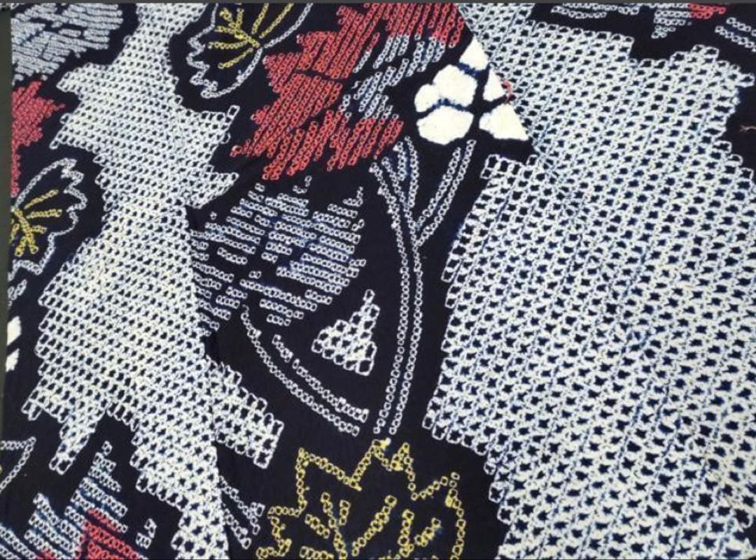 粋な大人の浴衣 高身長の方にも ◆ 有松絞り 枝葉文 華やかさのある良柄 逸品