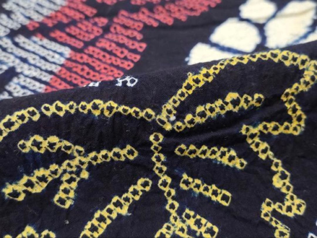 粋な大人の浴衣 高身長の方にも ◆ 有松絞り 枝葉文 華やかさのある良柄 逸品