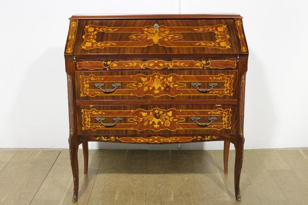 イタリア★ライティングビューロー★象嵌★ネコ脚★クラシック家具★