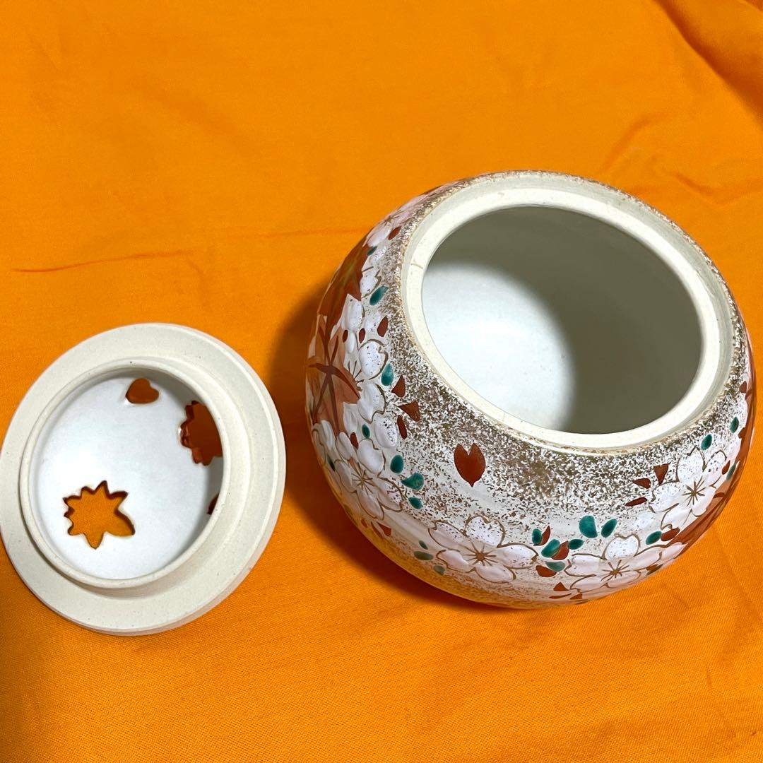 【美品】京 清水焼 斎藤雲楽作 雲錦 飾り壺&香炉セット 花瓶 京都 伝統工芸品