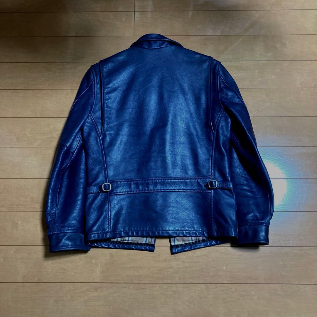 Schott レザーシングルライダースジャケット S 青
