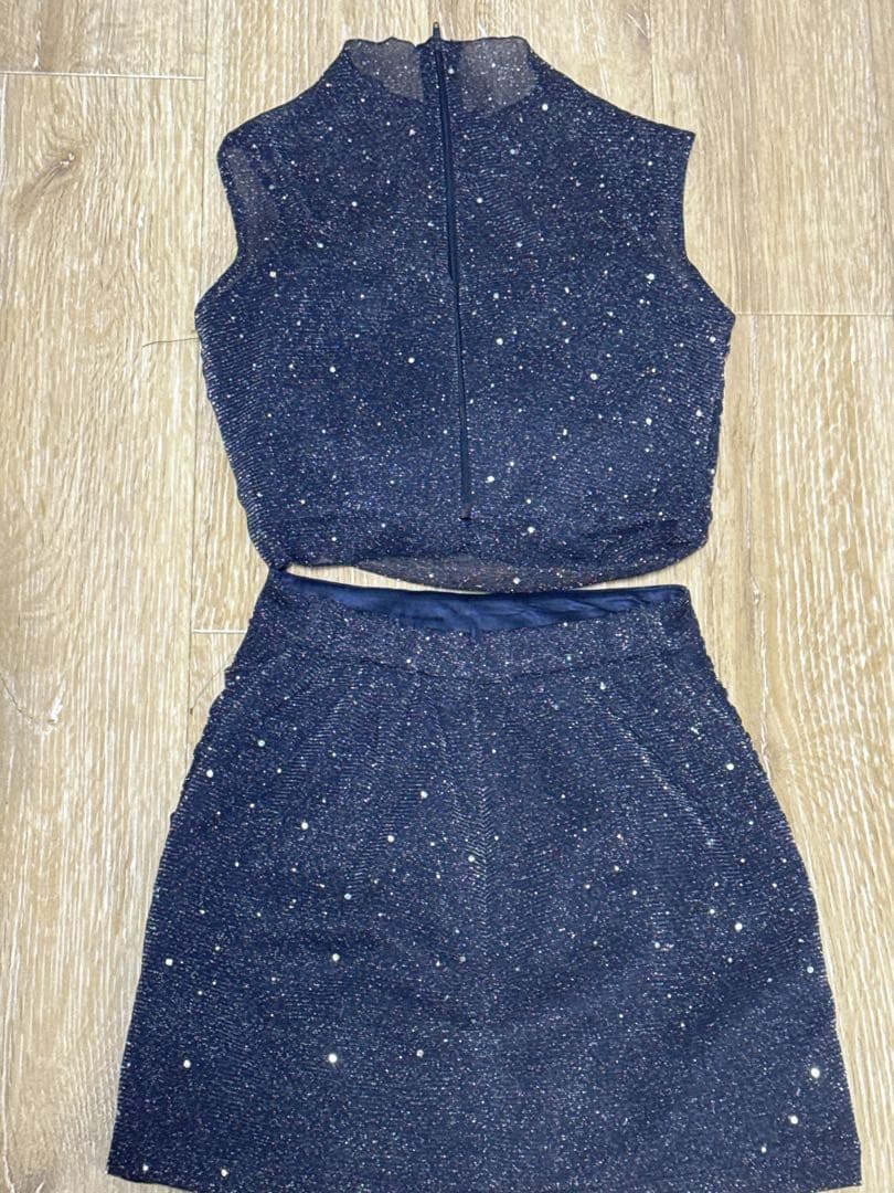 【Jewels】シアーラメビジューセットアップミニドレス Sサイズ