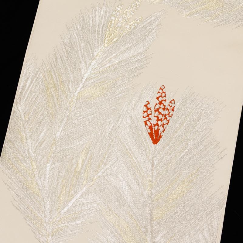 新品西陣名門織物正絹単彩織工芸「王朝松図」瑞宝文特撰錦箔豪華振袖兼礼装用袋帯