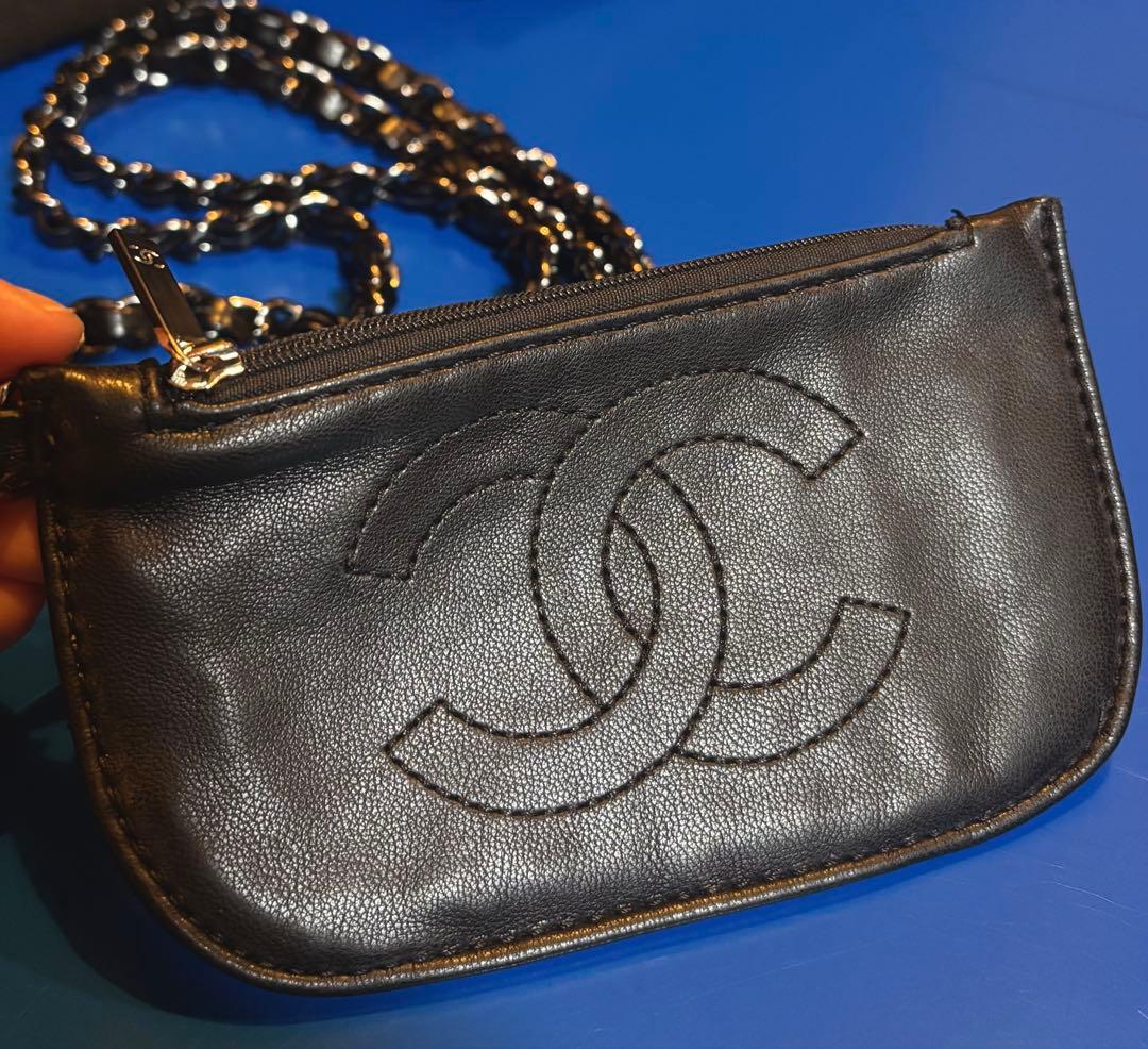 m## CHANEL シャネル 革 ミニ ポーチ