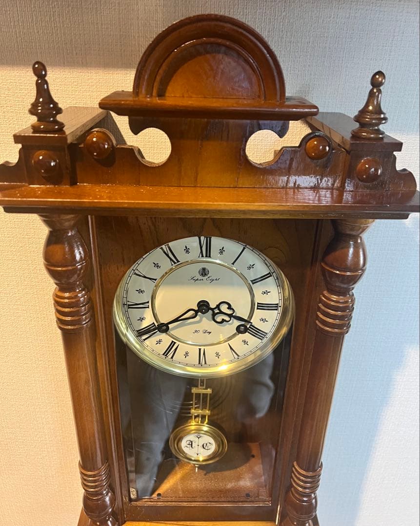 愛知30DAY SuperLight振り子時計ゼンマイ掛け時計柱時計ボンボン時計