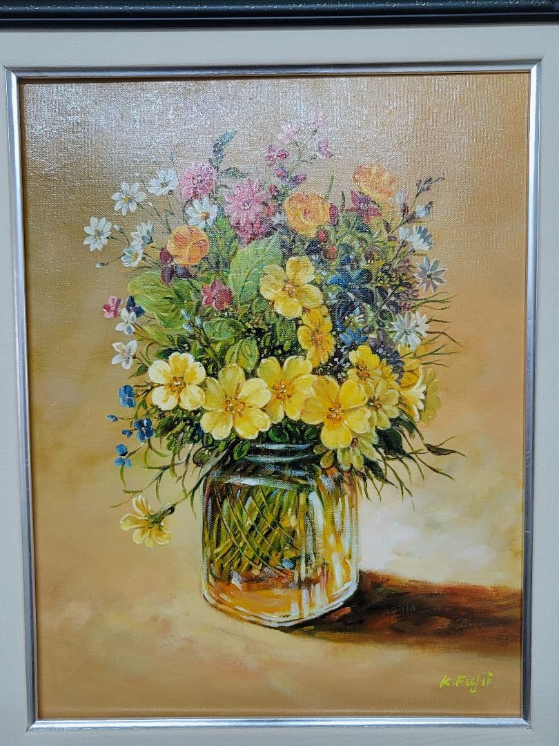 【ART】藤井康二真筆(花瓶のブーケ)6号