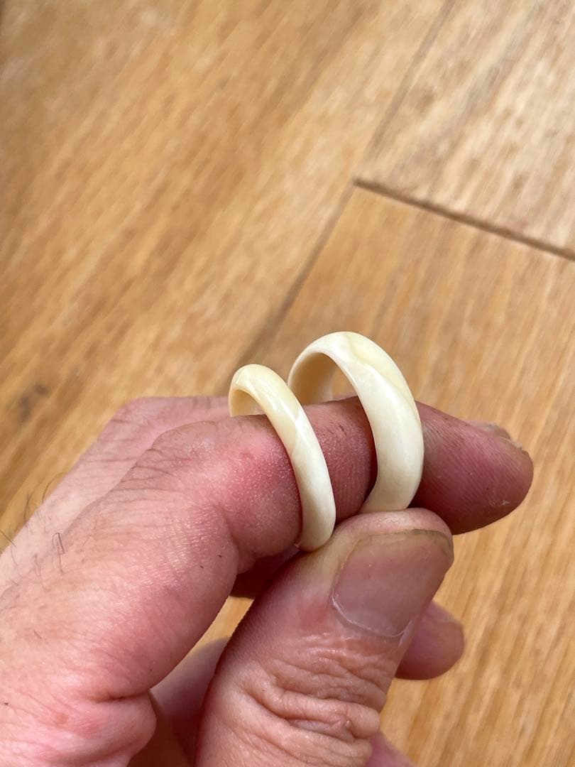 鯨歯リング　17.5〜17.8号マッコウ　抹香鯨　印材　根付け　ボーンカービング