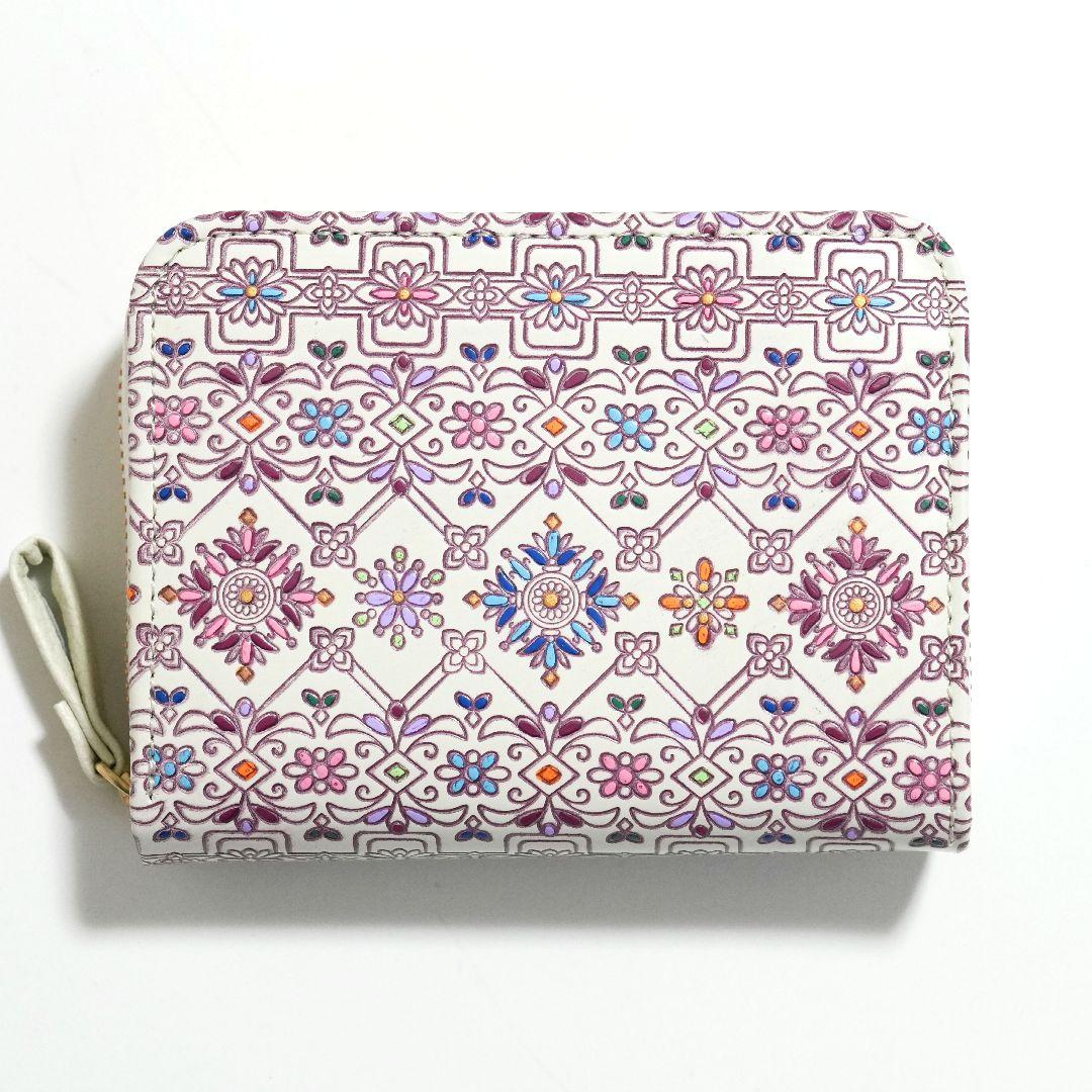 【新品未使用】友禅文庫 花柄二つ折り財布 牛革 日本製