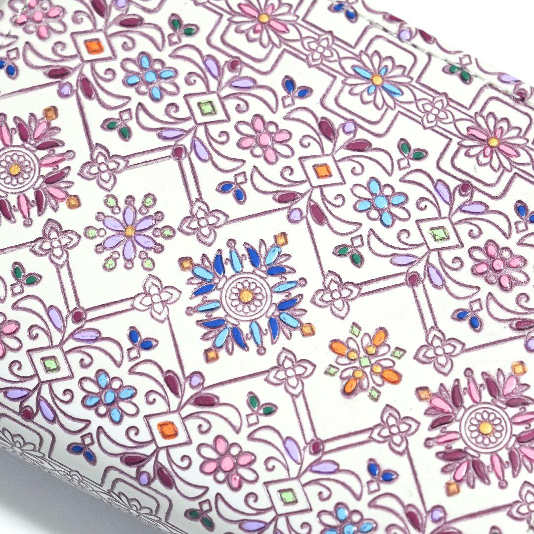 【新品未使用】友禅文庫 花柄二つ折り財布 牛革 日本製