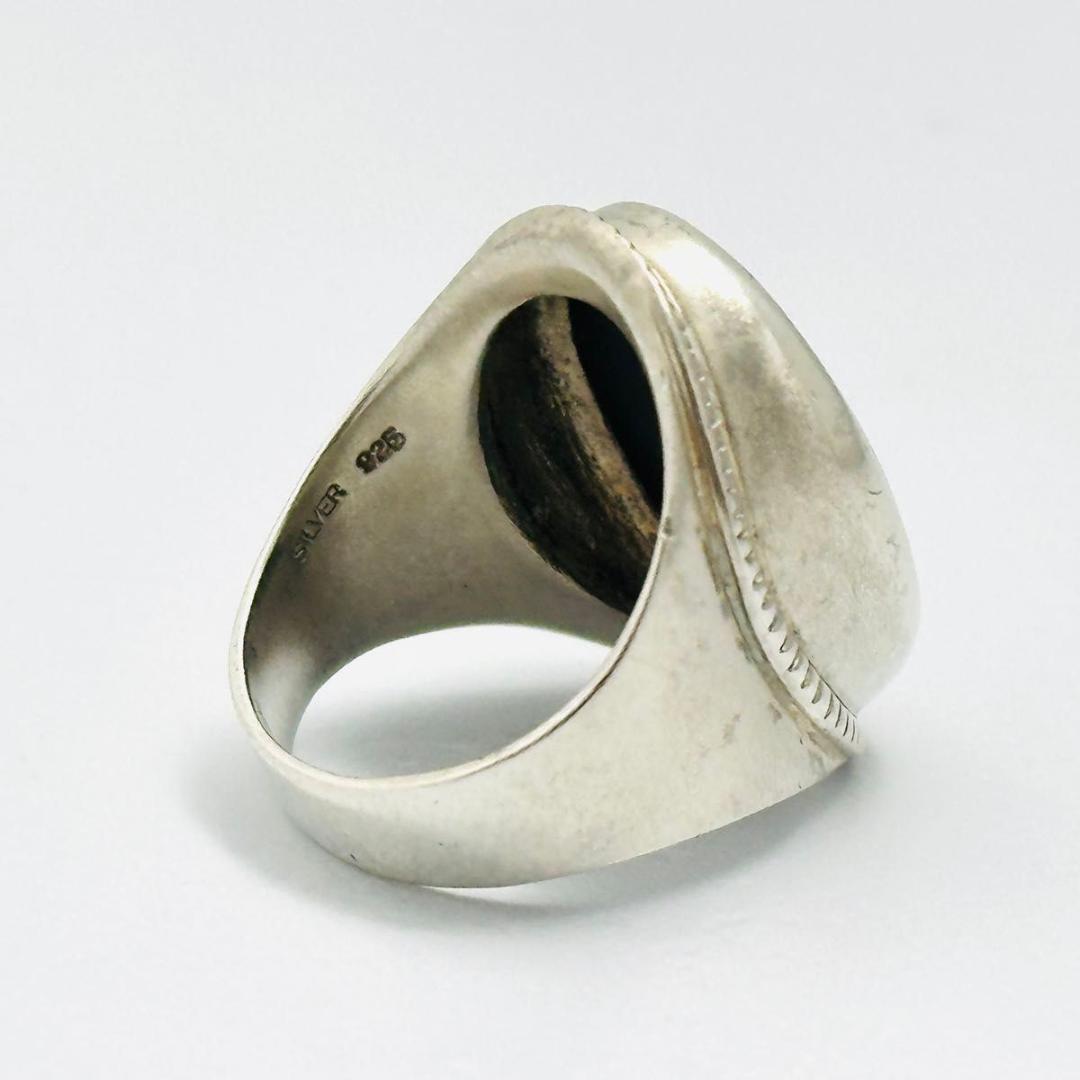agete アガット　ロゴ刻印　シルバー　リング 9号　925 オニキス