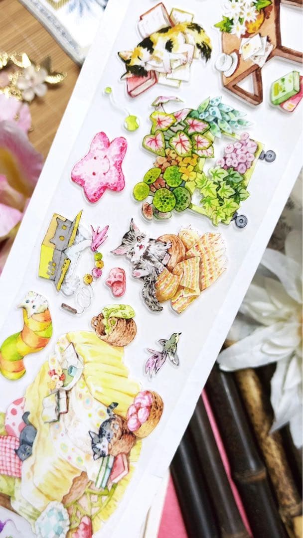 【8915】海外　マステ　5m巻　PETカッティングマスキングテープ　猫　家具