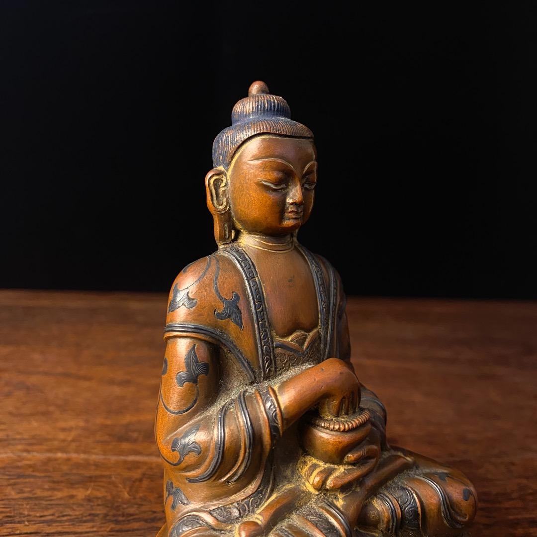 清 銀象嵌銅仏像