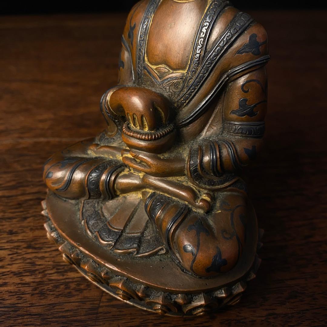 清 銀象嵌銅仏像