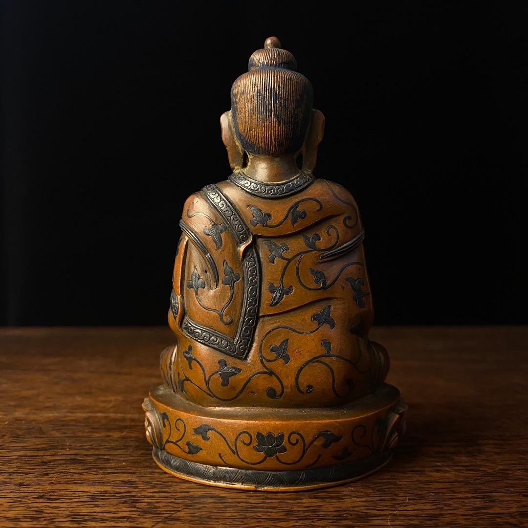 清 銀象嵌銅仏像